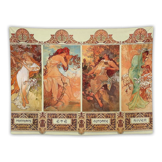 Alphonse Mucha Four Seasons Art Nouveau Tapestry