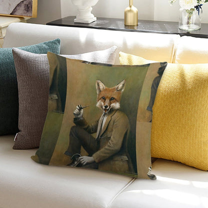 Vintage Mr Fox Soft Skin-Friendly Throw Pillow