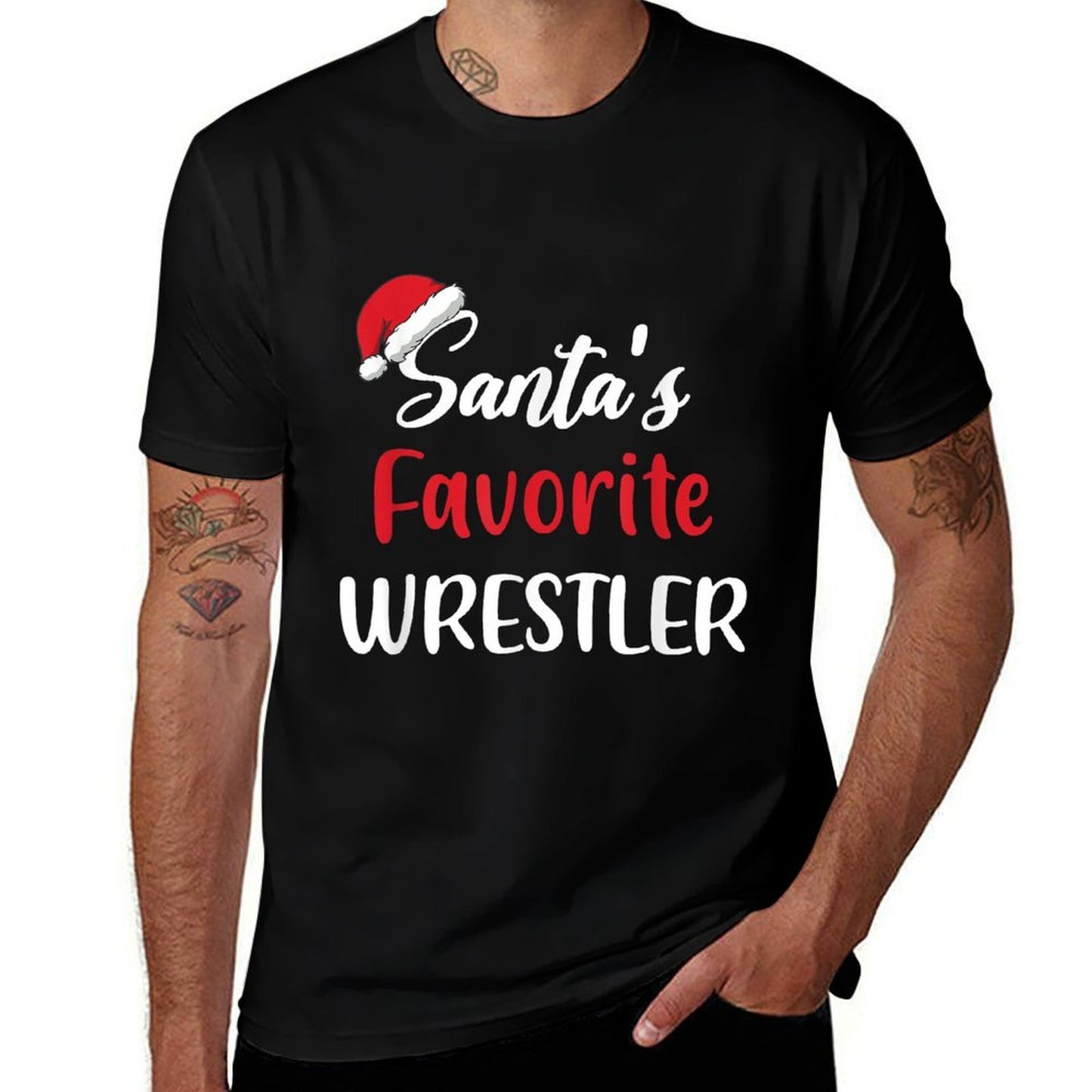 Santas Favorite Wrestler Pajama Christmas Wrestling Funny  Affordable Price T-Shirt