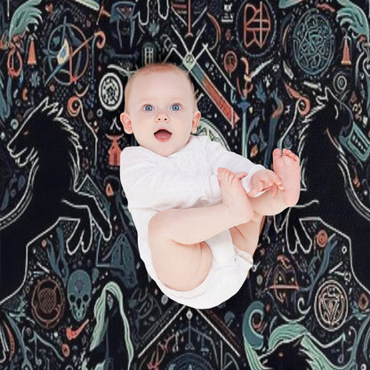 Winged Guardians of The Occult Throw Blanket