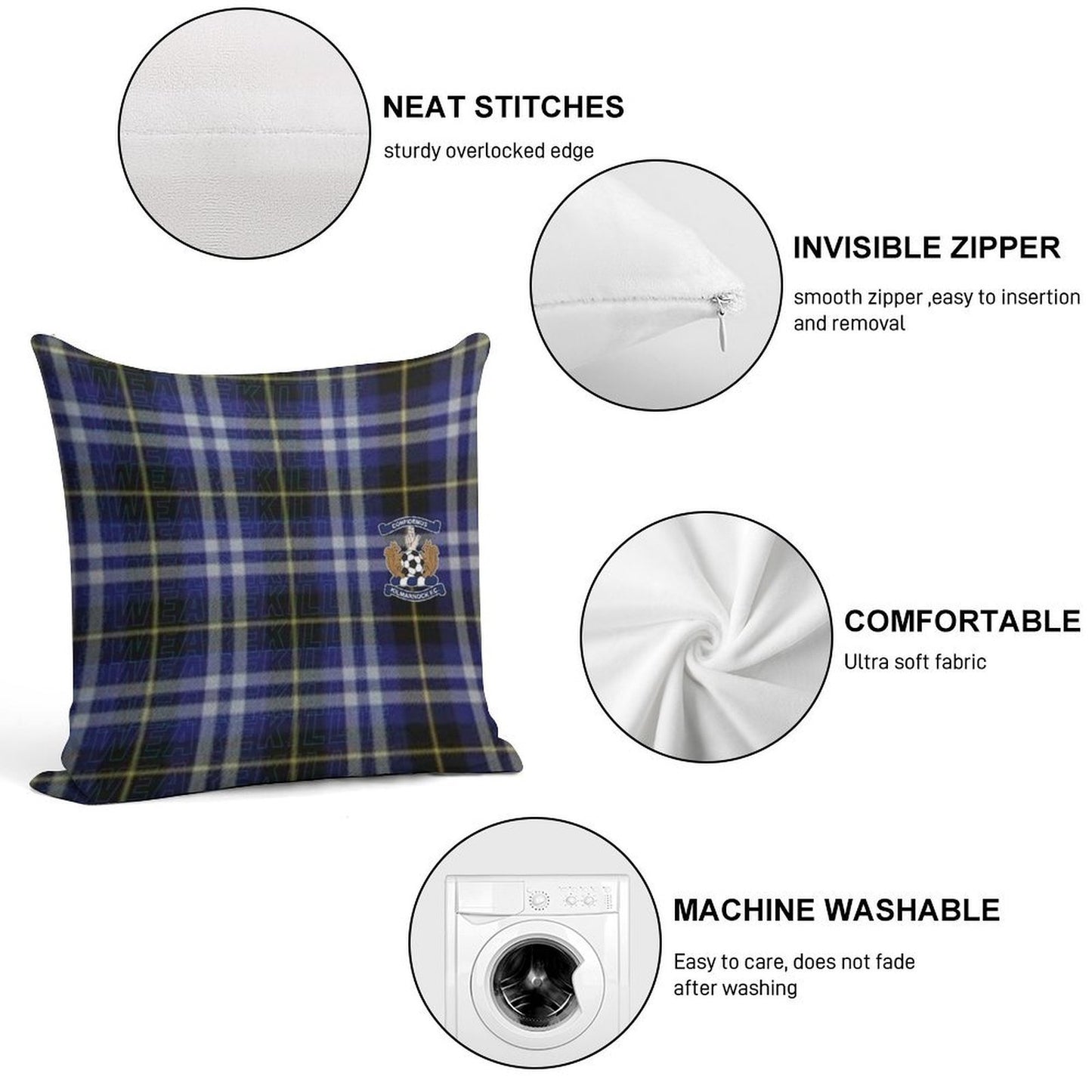 #WeAreKillie Tartan Soft Hidden Zipper Throw Pillow