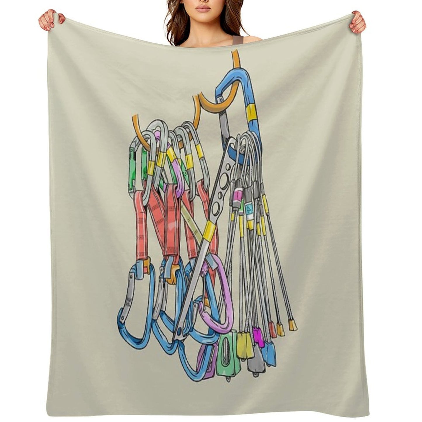 Rack of Rock Climbing Gear Throw Blanket