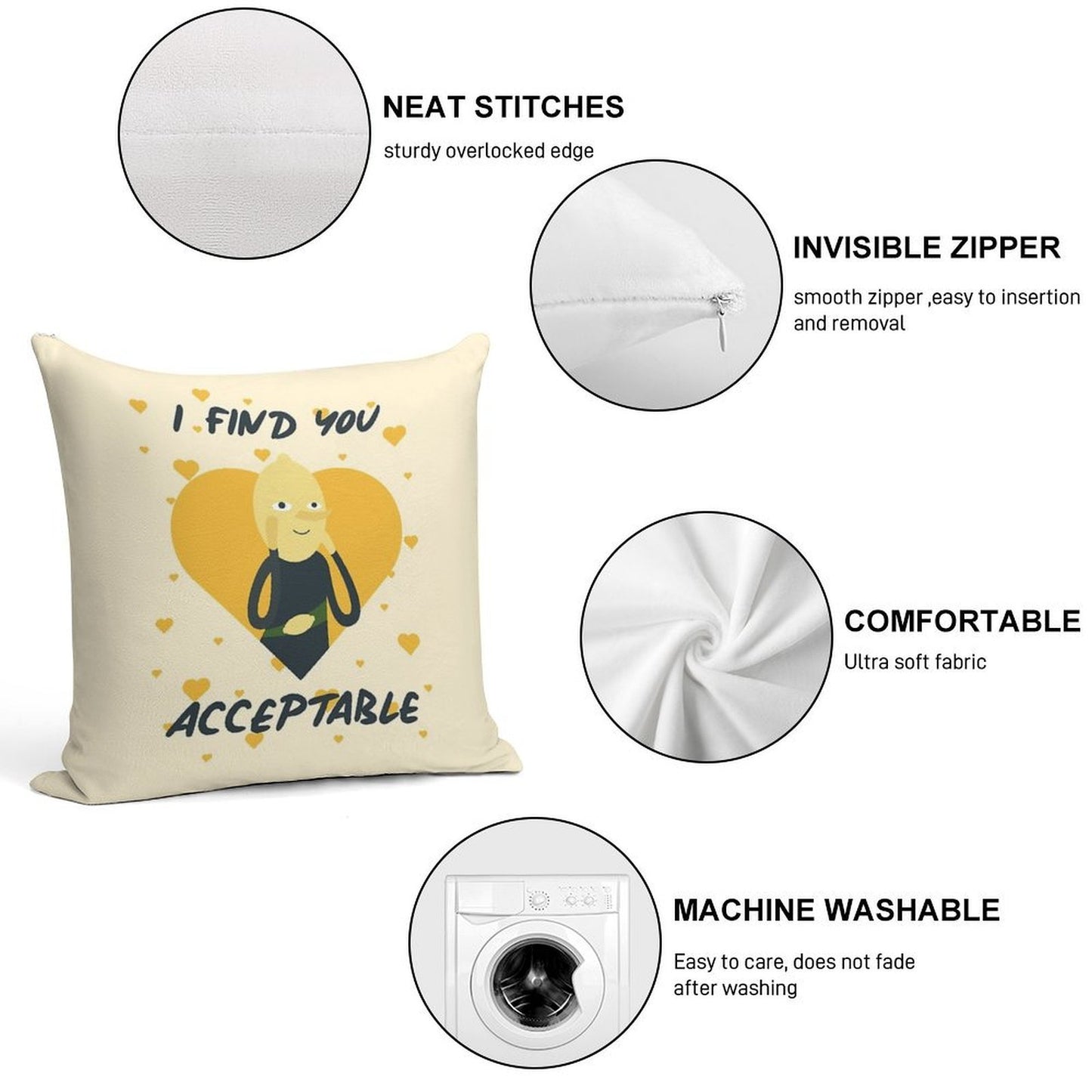 I Find You Acceptable (Adventure Time) Soft Ultra-Soft Texture Throw Pillow