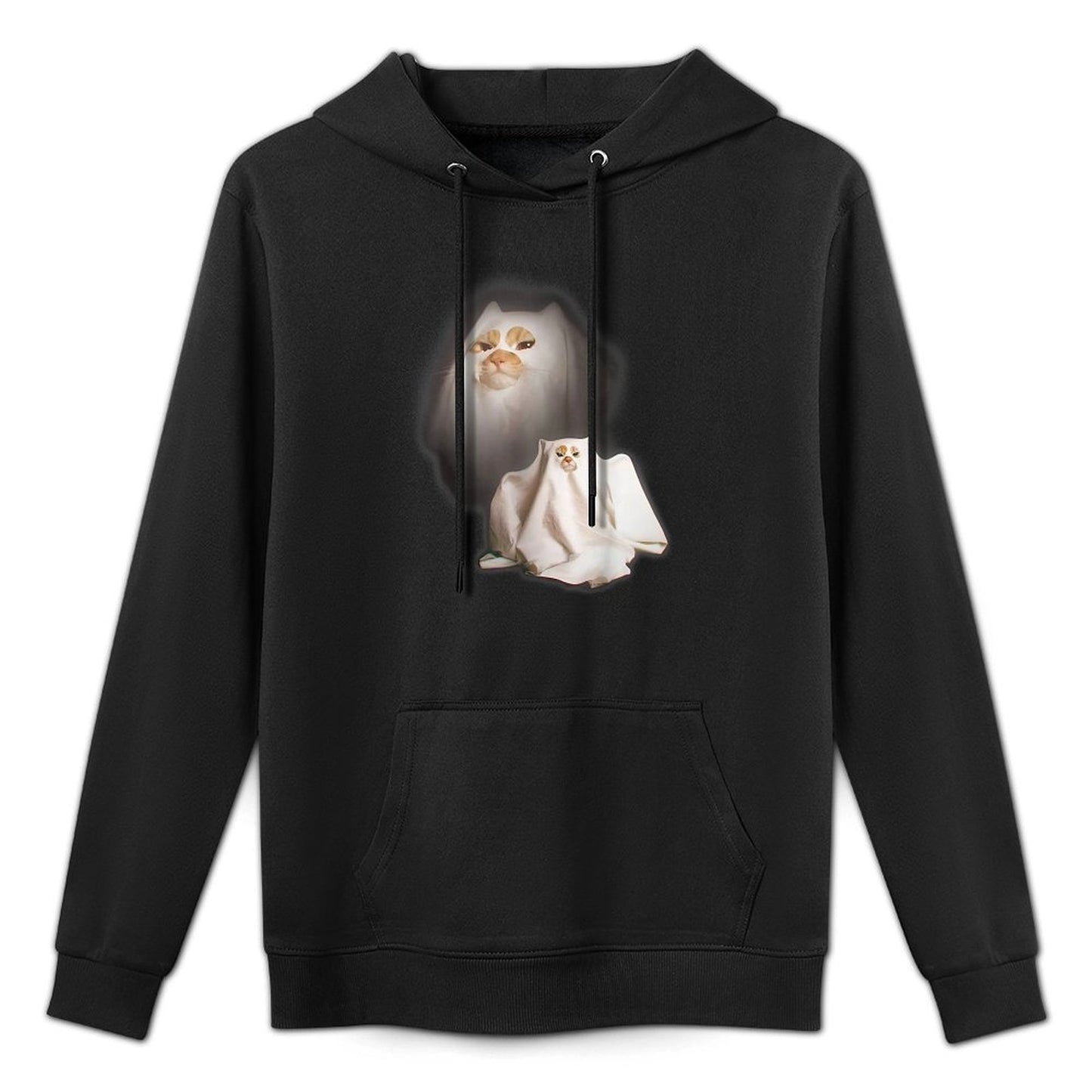 Ghost Cat Meme Funny Halloween Men Women Kids Versatile Streetwear Hoodie