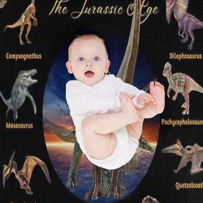 Dinosaurs The Jurassic Age (Black Background) Throw Blanket