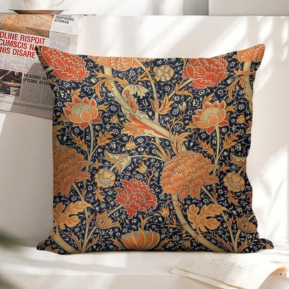 William Morris Cray Blue And Orange Linen Throw Pillow Cover