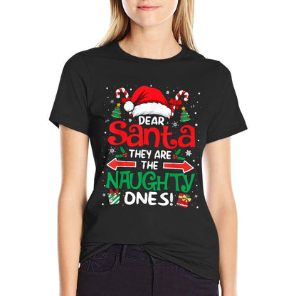 Dear Santa They Are The Naughty Ones Funny Christmas  Polyester Blend T-Shirt