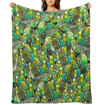 Budgie Pattern Throw Blanket