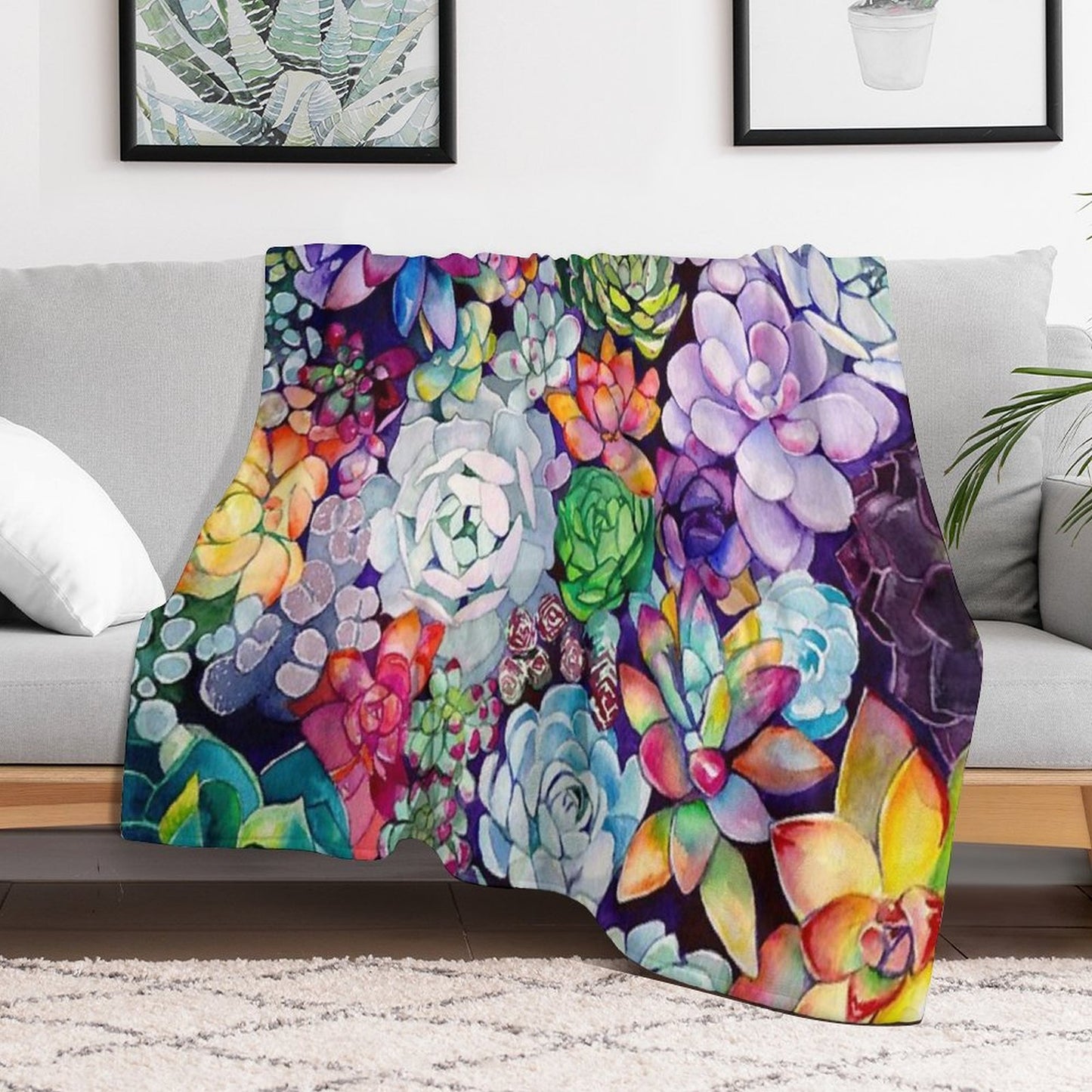 Succulent Garden Throw Blanket