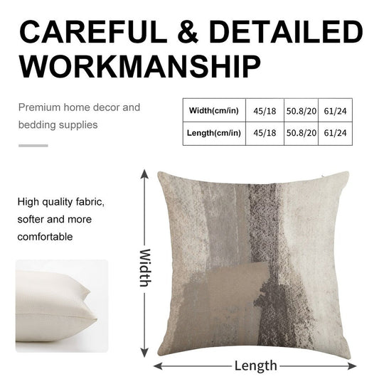 Taupe And Charcoal Grey Modern Abstract Painting Linen Throw Pillow Cover