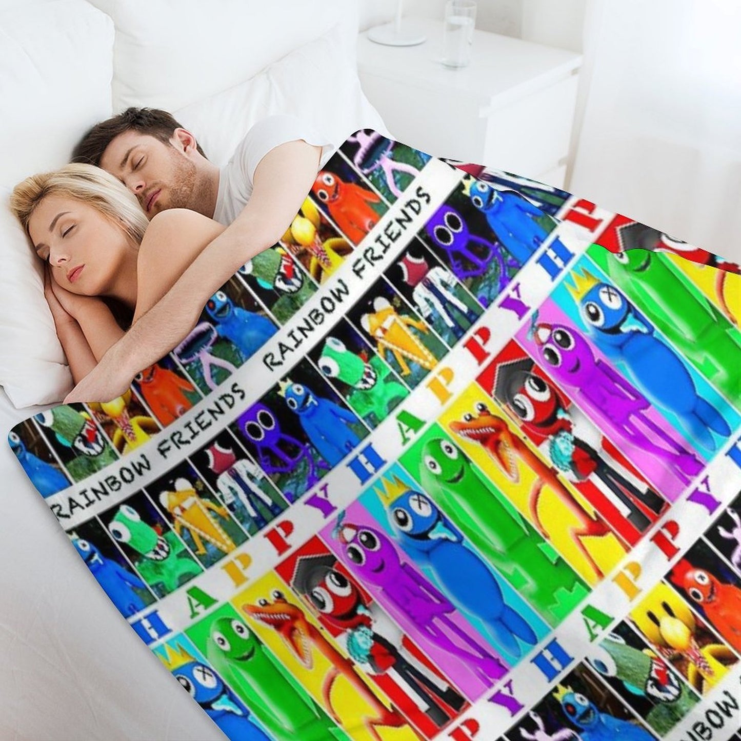Rainbow Friends Happy Happy Throw Blanket