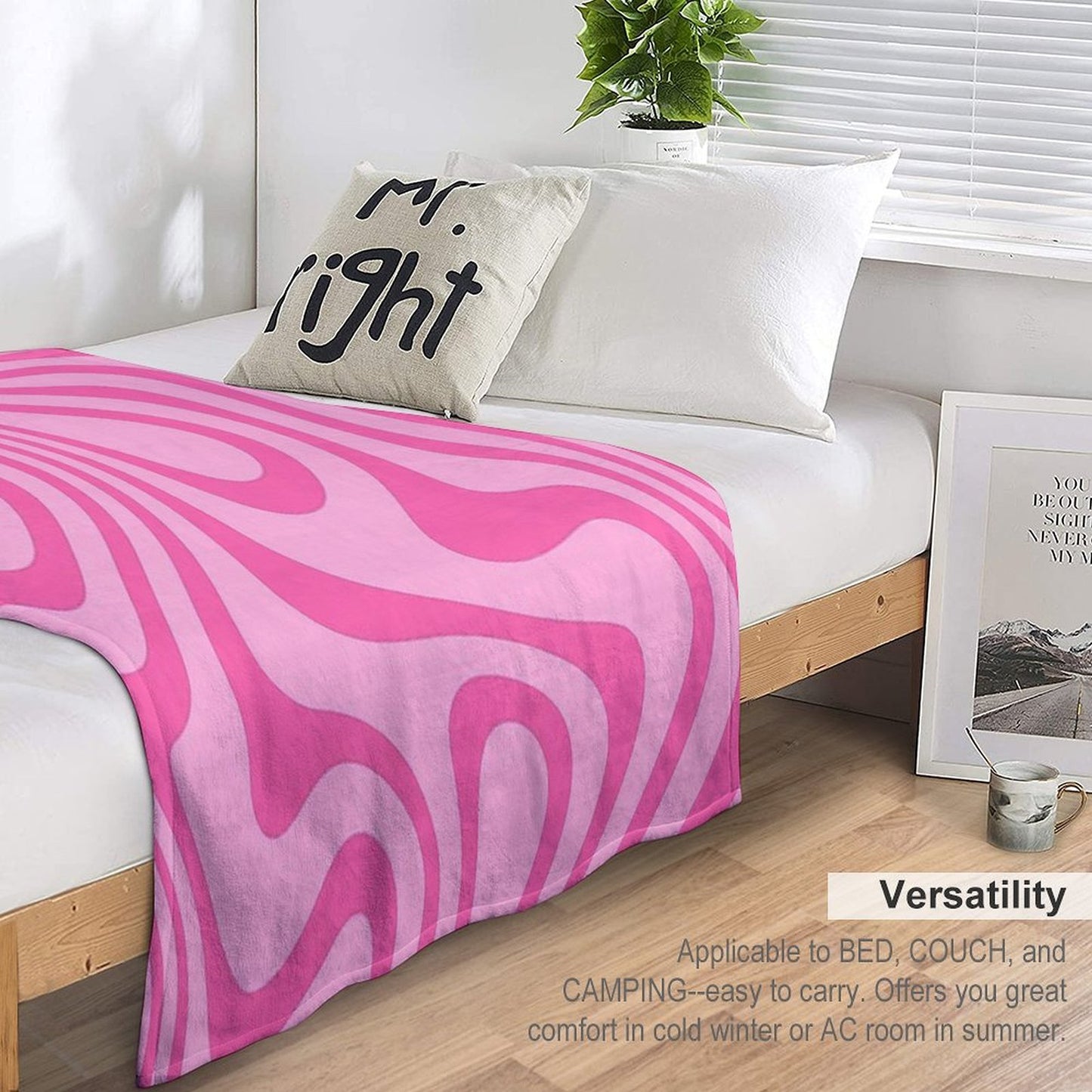 Vibrant Pink Wavy Abstract Pattern Throw Blanket
