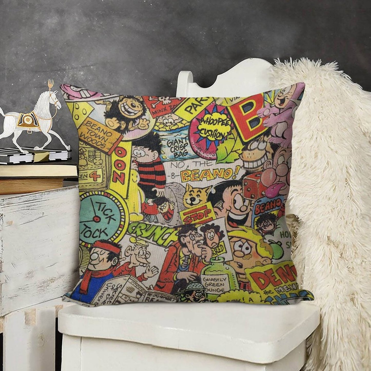 Beano Linen Throw Pillow Cover