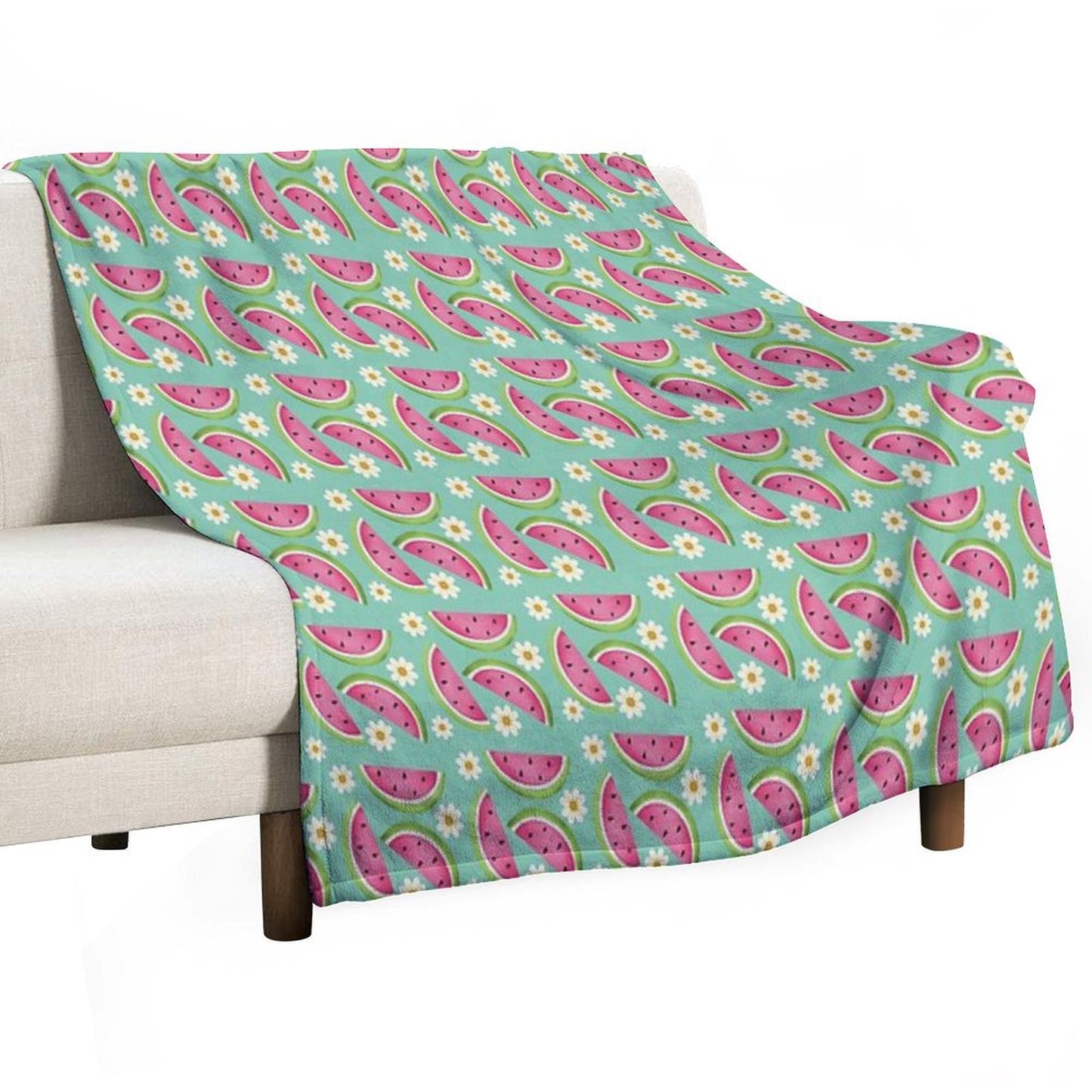 Watermelons And Daisies Throw Blanket