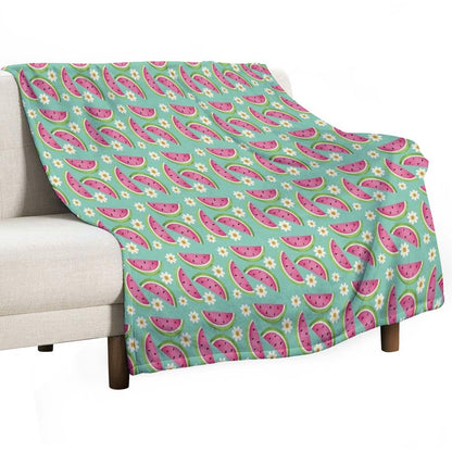 Watermelons And Daisies Throw Blanket