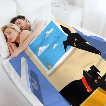 The Hounds at The Top of The Stairs Throw Blanket