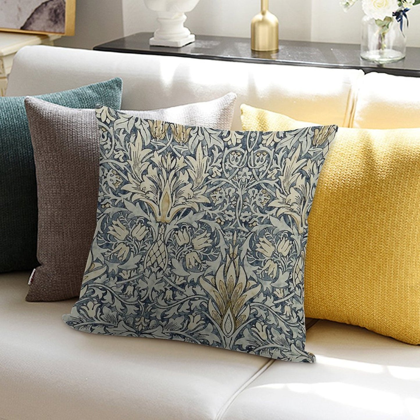 William Morris Snakeshead Pattern Soft Hidden Zipper Throw Pillow