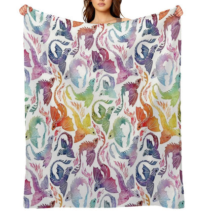 Dragon Fire Rainbow Throw Blanket