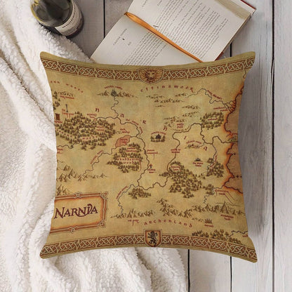 Map of Narnia Linen Throw Pillow Cover