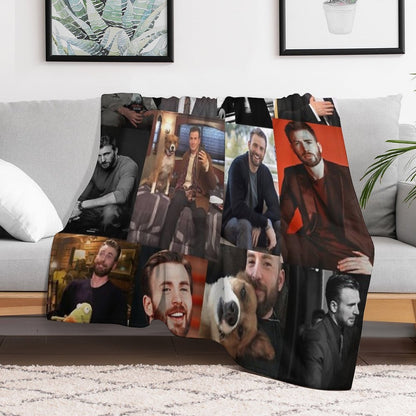Chris Evans Pic Collage Throw Blanket