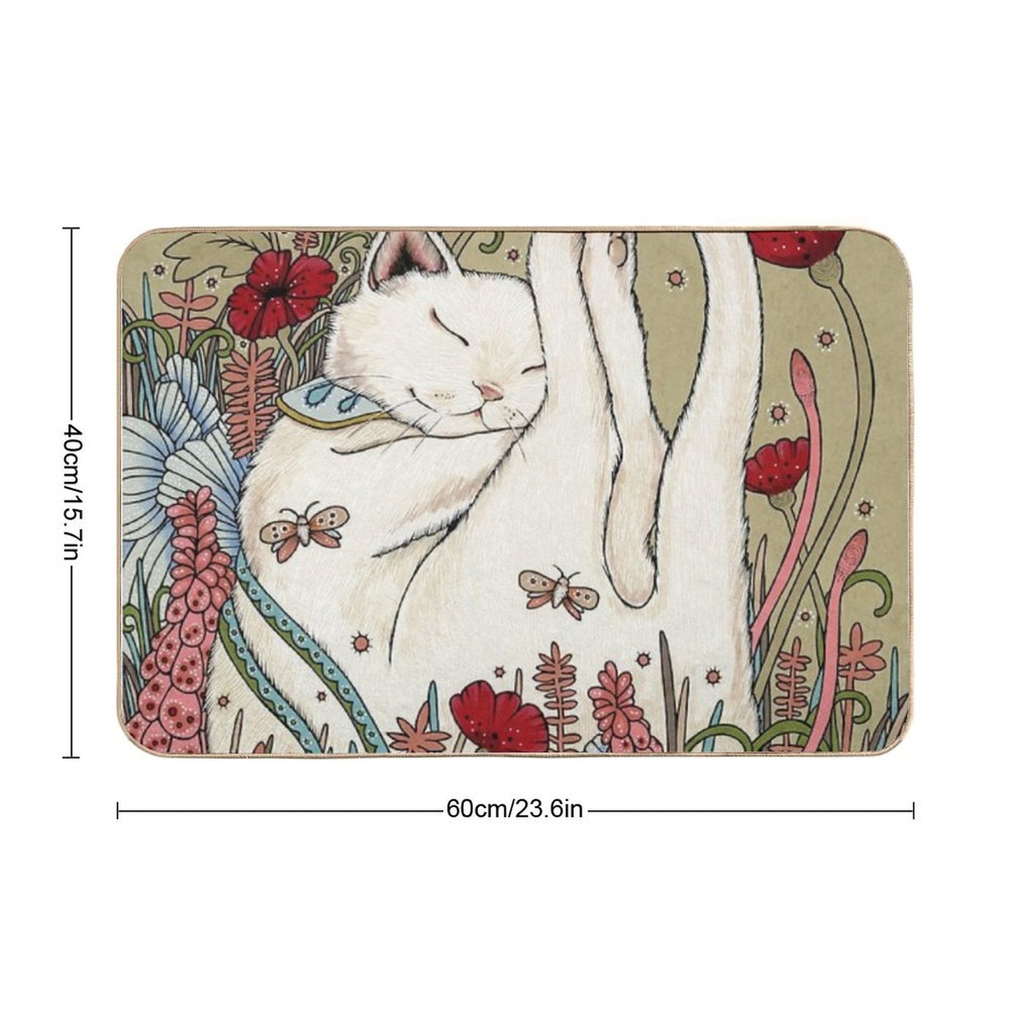 Poppies And Ladybug Bath Mat
