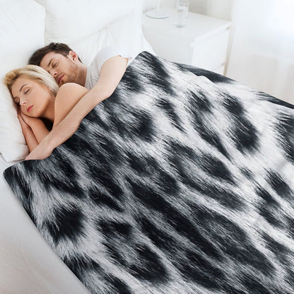 Snow Leopard Real to Life Print Throw Blanket