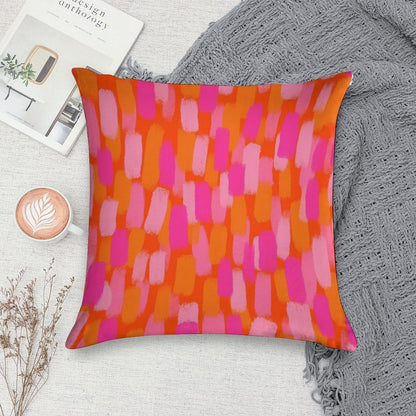 Abstract, Pink And Orange, Paint Brush Effect Soft Multiple Sizes Throw Pillow