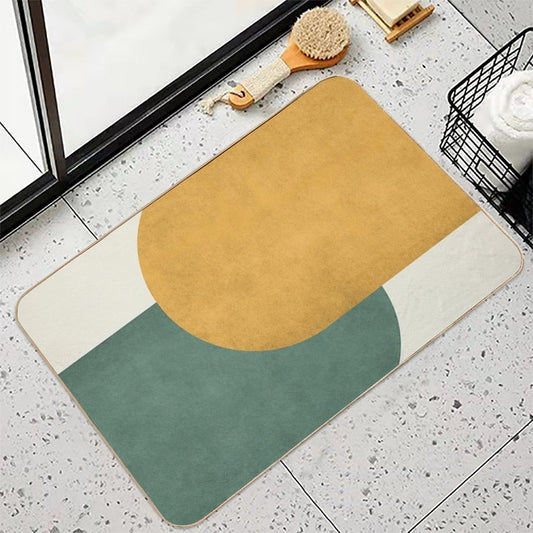 Half Circle Colorblock - Gold Green Bath Mat