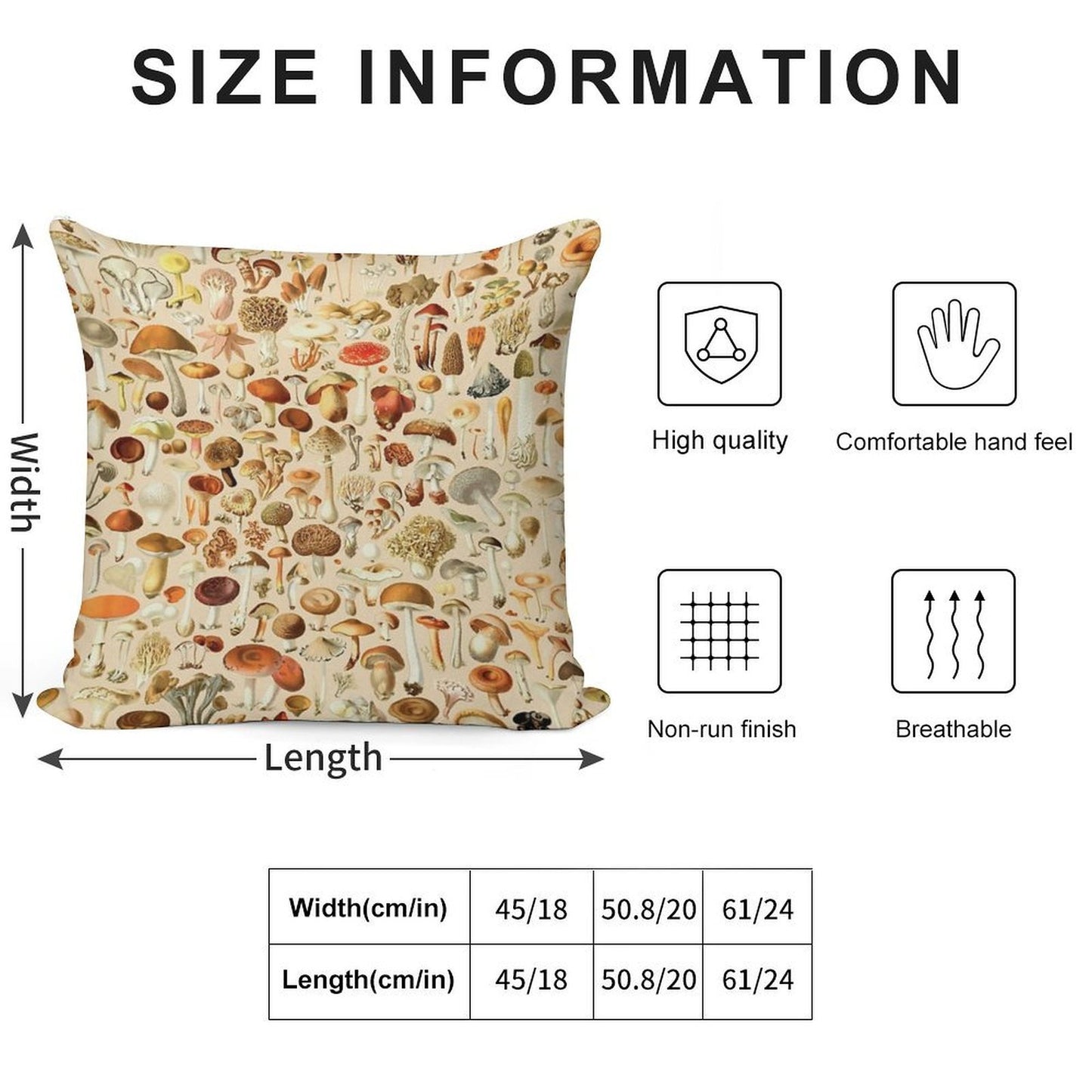 Vintage Mushroom Designs Collection Soft Warmth Comfort Throw Pillow