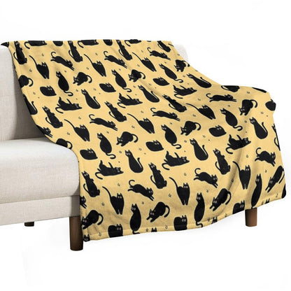 Black Cat Pattern Throw Blanket