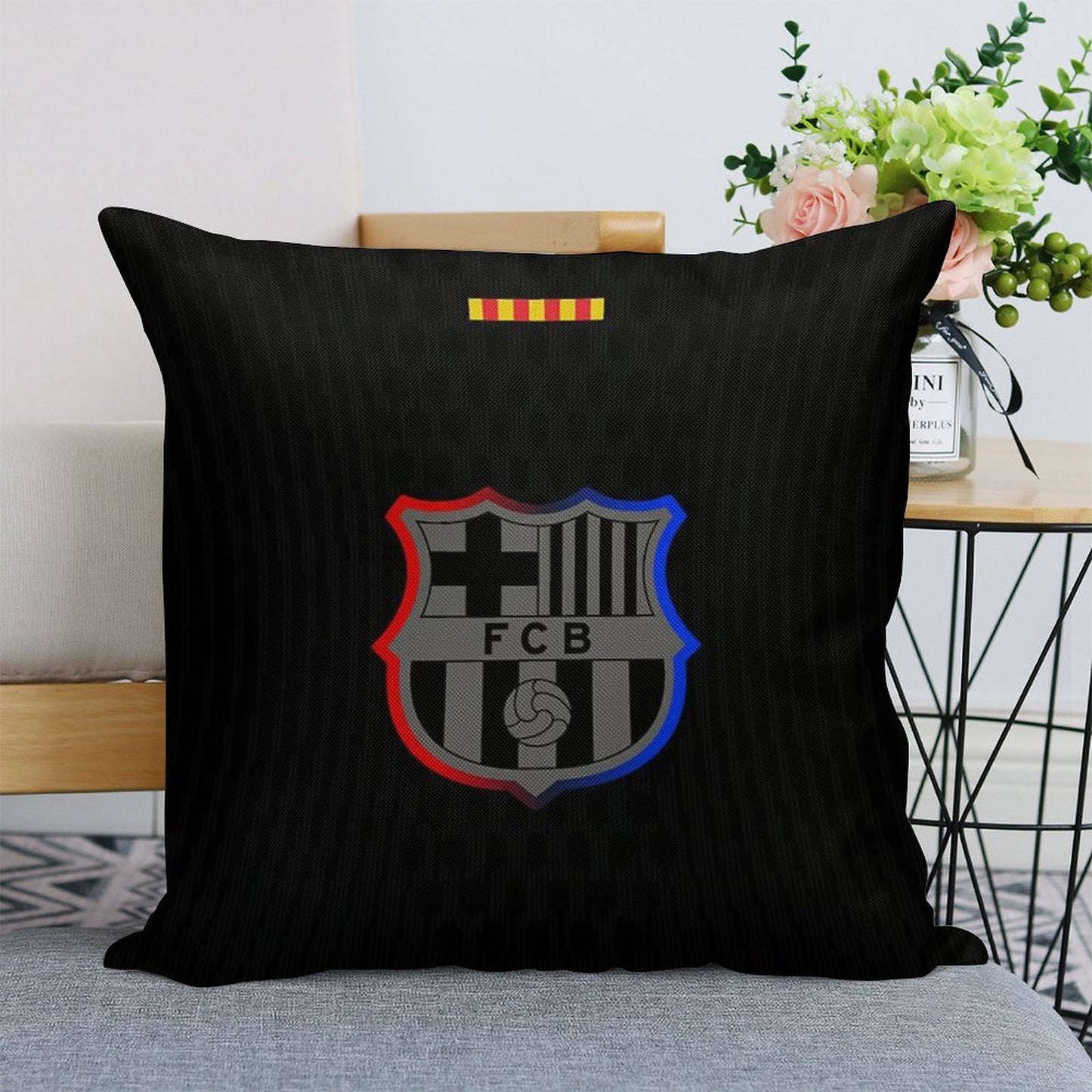 Barca Away 2024-25 Black Linen Throw Pillow Cover