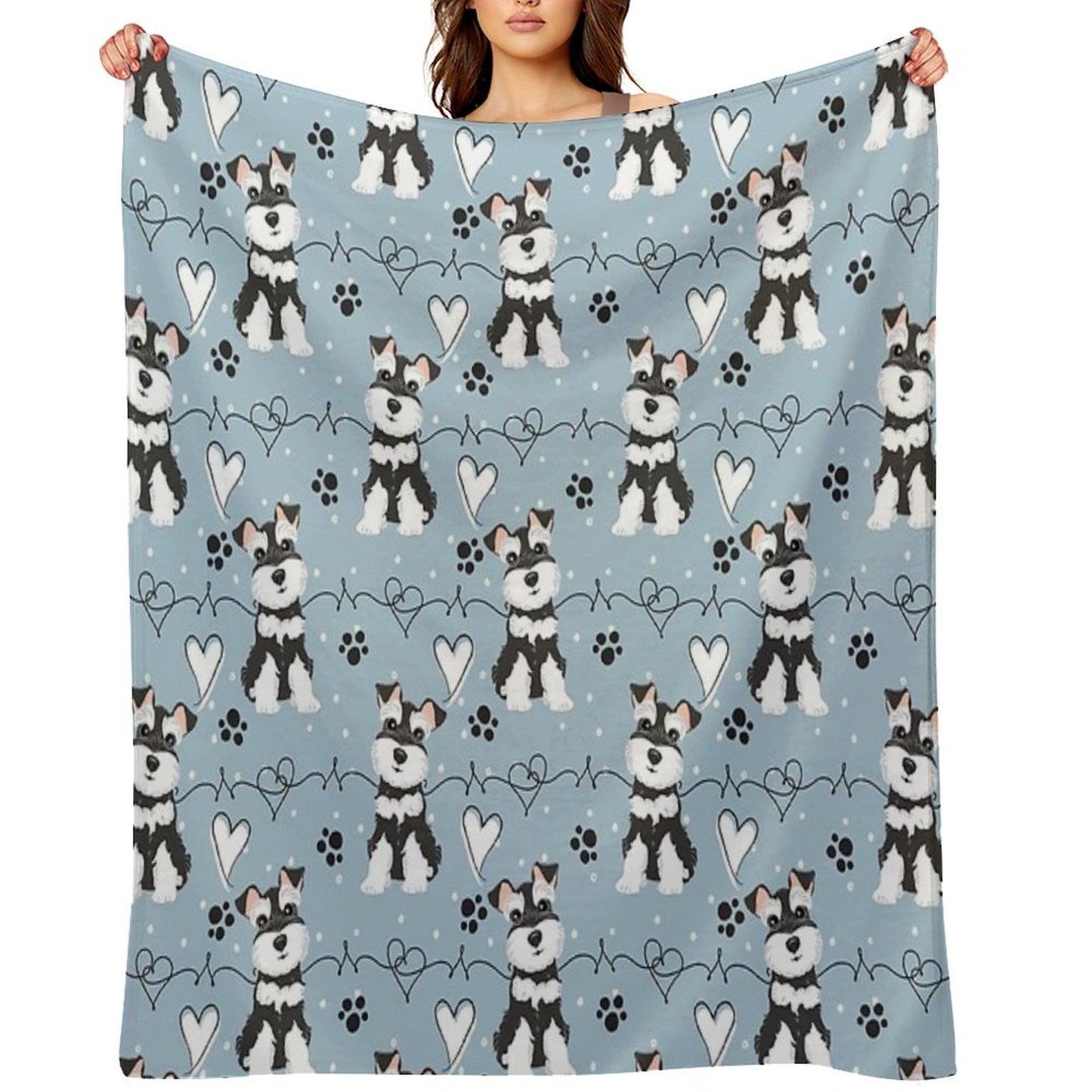 Love Black And White Miniature Schnauzer Throw Blanket