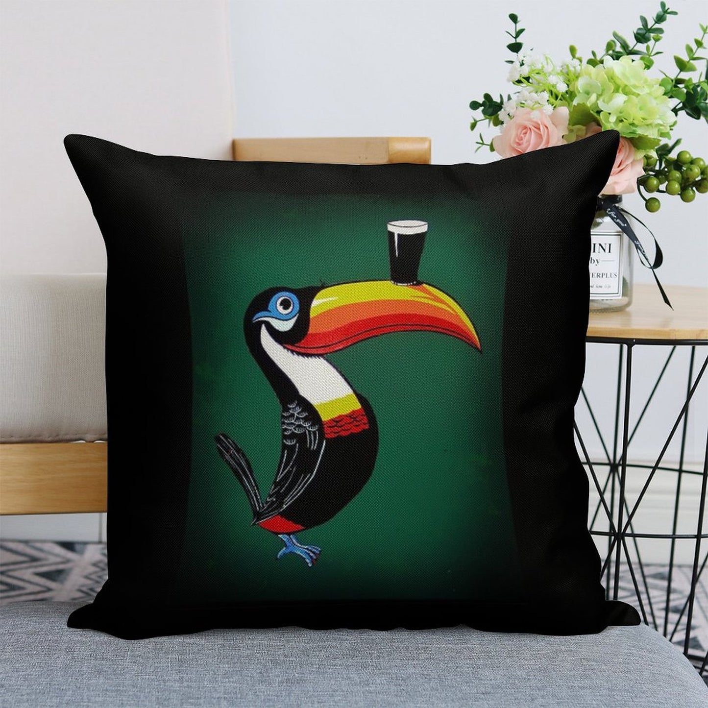 Toucan Linen Throw Pillow Cover