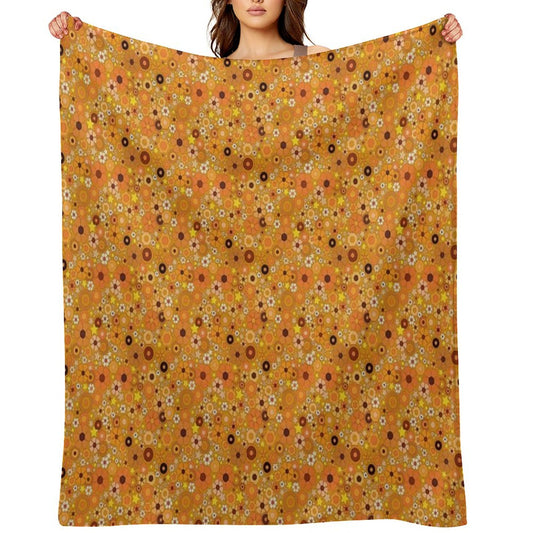 Hippie Flower Stars 60s 70s Throw Blanket