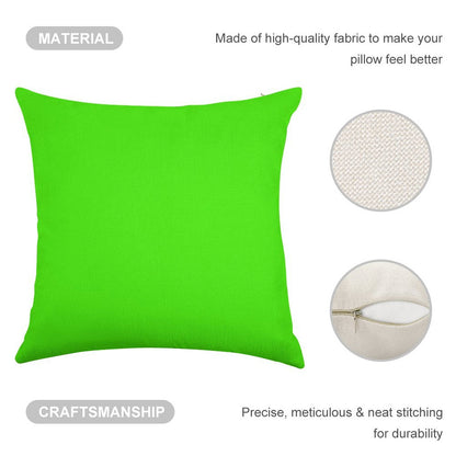 PLAIN SOLID COLOR NEON FLUROESCENT GREEN Linen Throw Pillow Cover