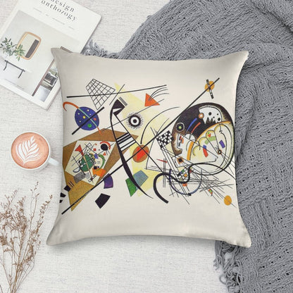 HD. Transverse Lines (1923), by Wassily Kandinsky Soft Short Plush Fabric Throw Pillow