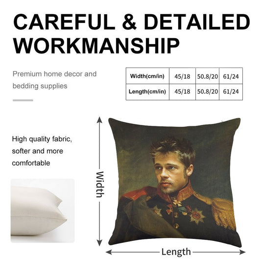 Brad Pitt - Replaceface Linen Throw Pillow Cover