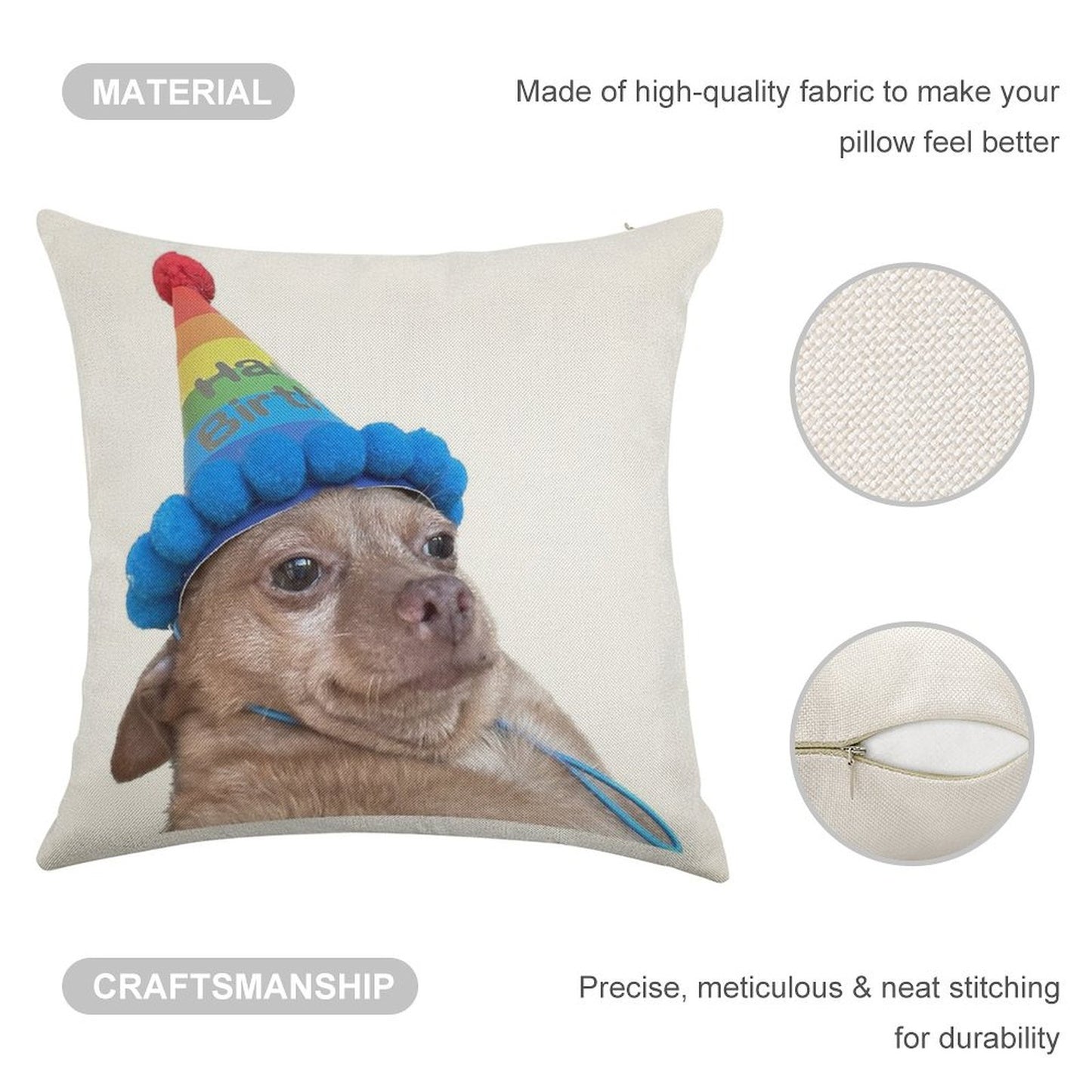 Birthday Mouse Linen Throw Pillow Cover