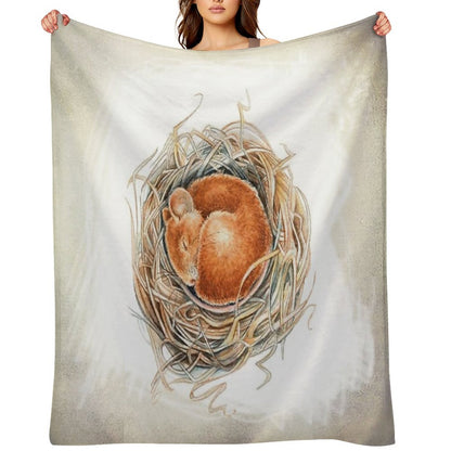 Mouse in The Nest Throw Blanket