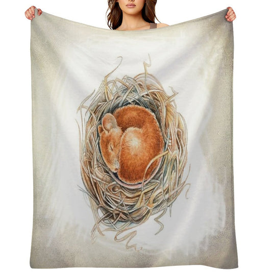 Mouse in The Nest Throw Blanket
