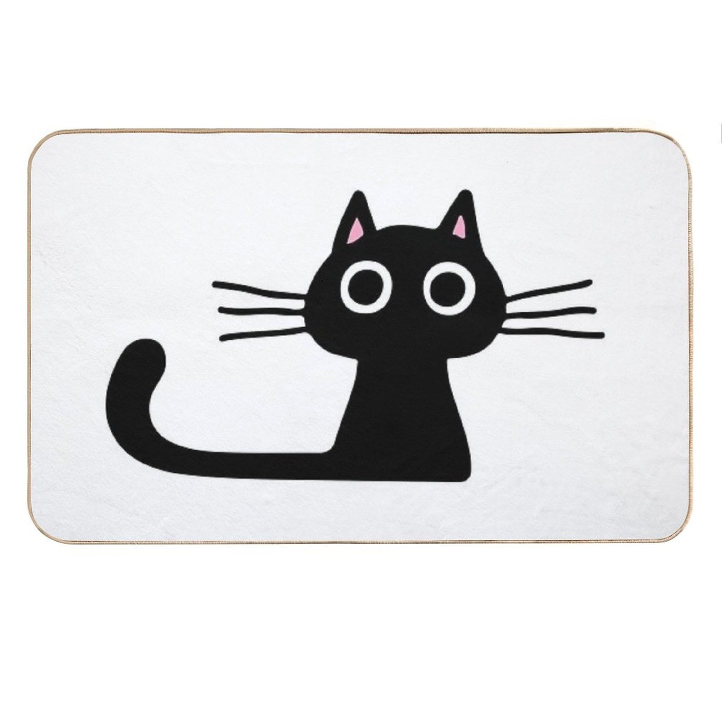 Cutie Kitty Cat Wide Eyed Black Kitten Bath Mat