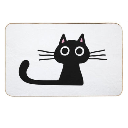 Cutie Kitty Cat Wide Eyed Black Kitten Bath Mat