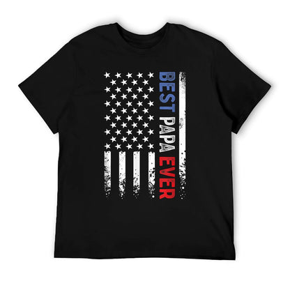 Father&#39;s Day Best Papa Ever with US American Flag T-Shirt