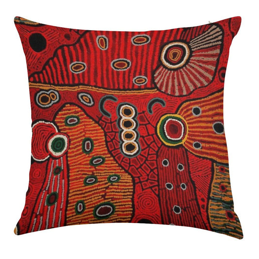 Australian Aboriginal Art Linen Throw Pillow Cover