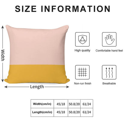 Blush Pink And Mustard Yellow Minimalist Color Block Soft Washable Throw Pillow