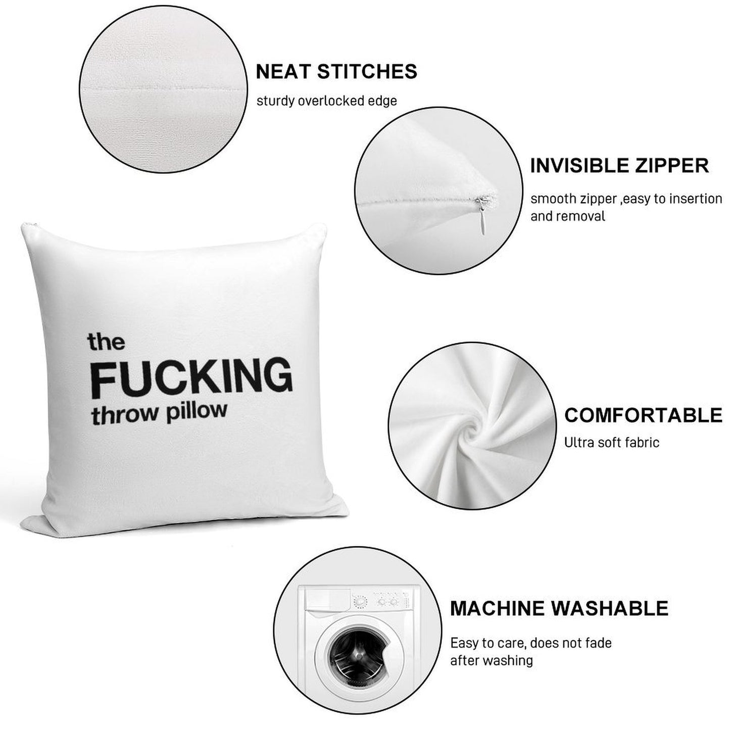 The Fucking Throw Pillow Soft Easy Maintenance Throw Pillow