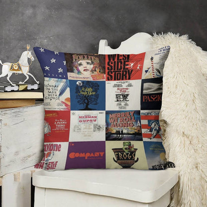 Sondheim Collage Linen Throw Pillow Cover