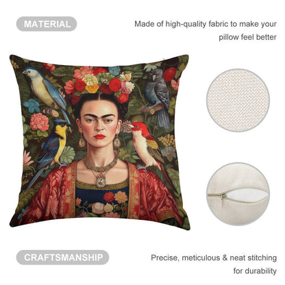 Frida Kahlo 7 Linen Throw Pillow Cover