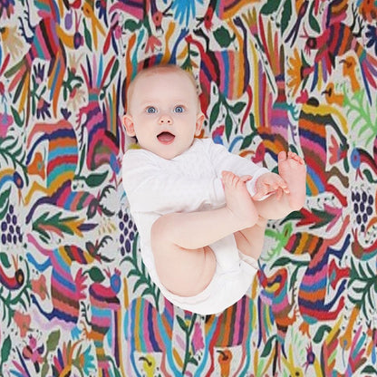 Otomi Fabric Mexico Art Throw Blanket