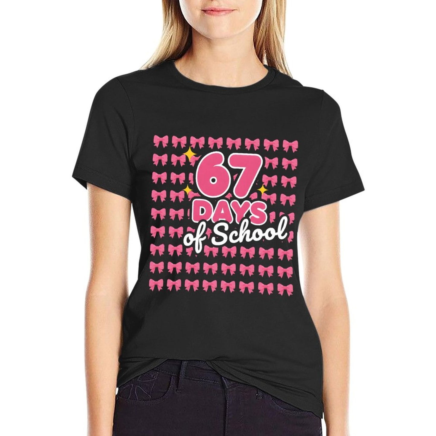 67 Days of School Bow Girls Teachers 67 Meme Humor Funny 6 7  Affordable Price T-Shirt